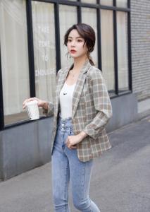 时尚格子西装，女装西装，咔蒂妮