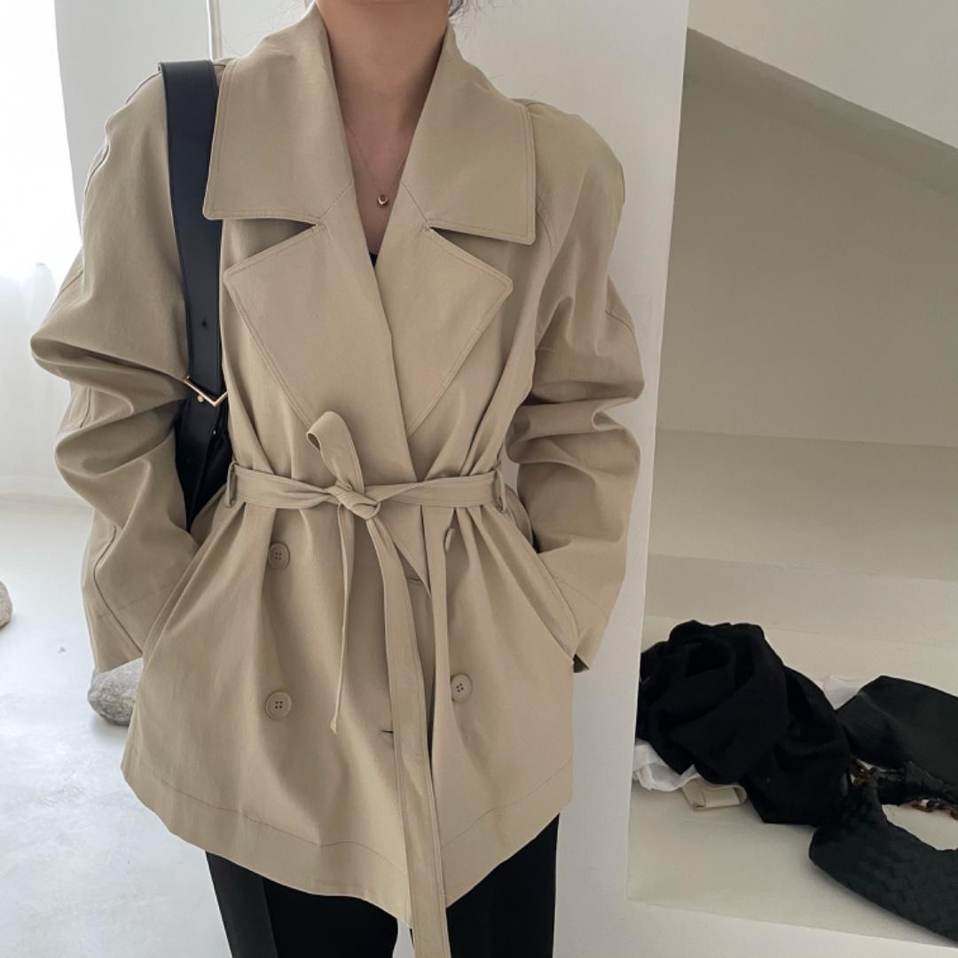 秋款短风衣外套，女装风衣，LIN.Y