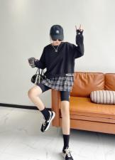拼接格子卫衣，女装卫衣/绒衫，梦幻美人鱼