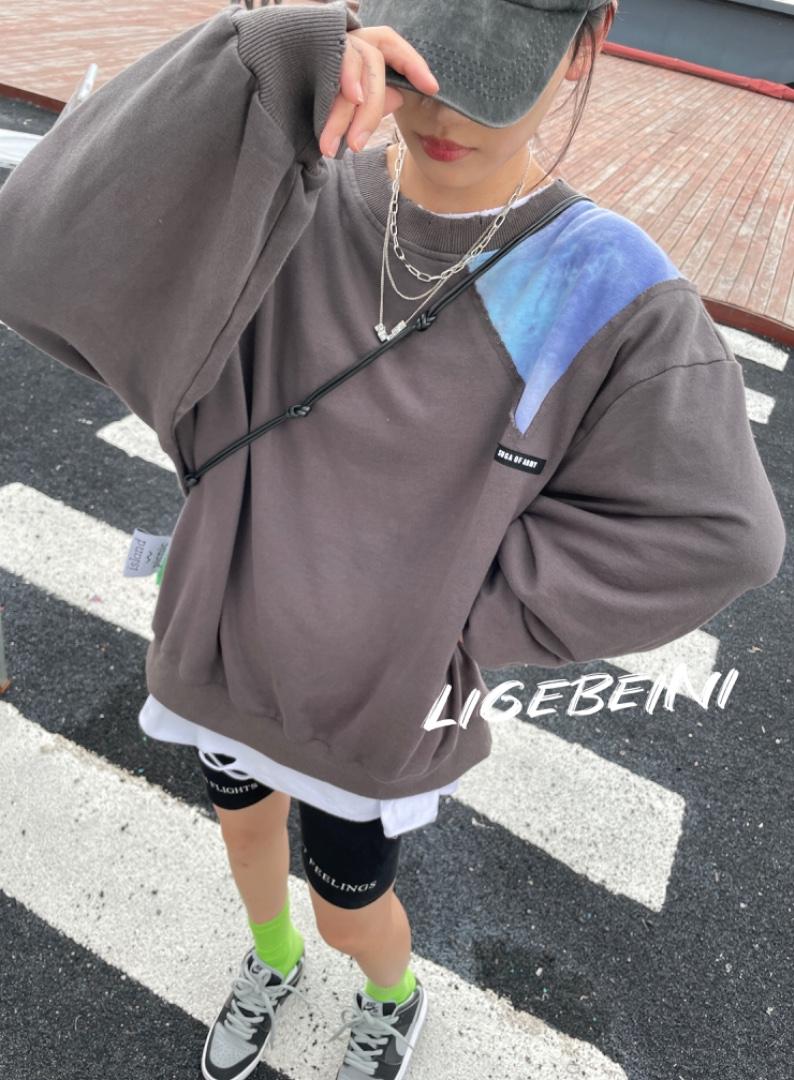 秋季拼接扎染卫衣，女装卫衣/绒衫，郦歌贝妮