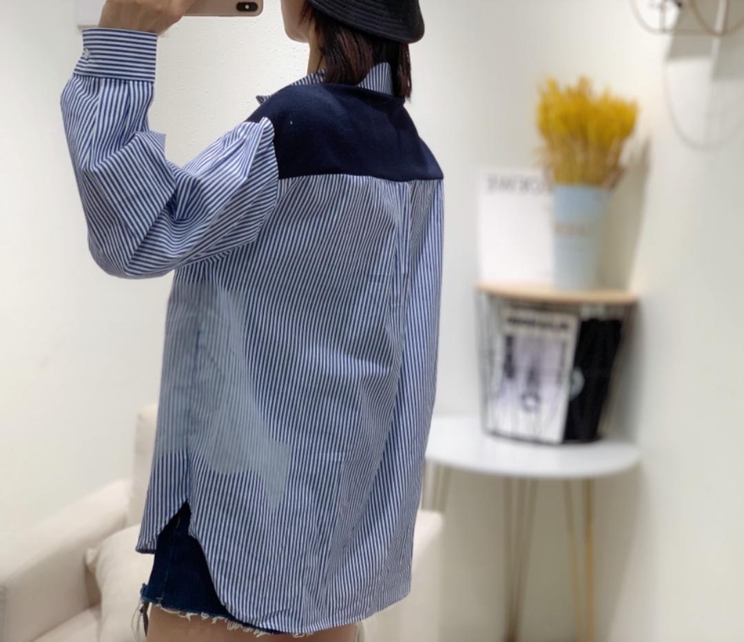 秋季新款韩版新款拼色百搭打底衫衬衫，女装衬衫，索衣缘