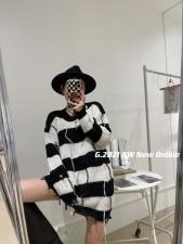 现货秋季新款破洞针织个性毛衣，女装针织衫/毛衣，G
