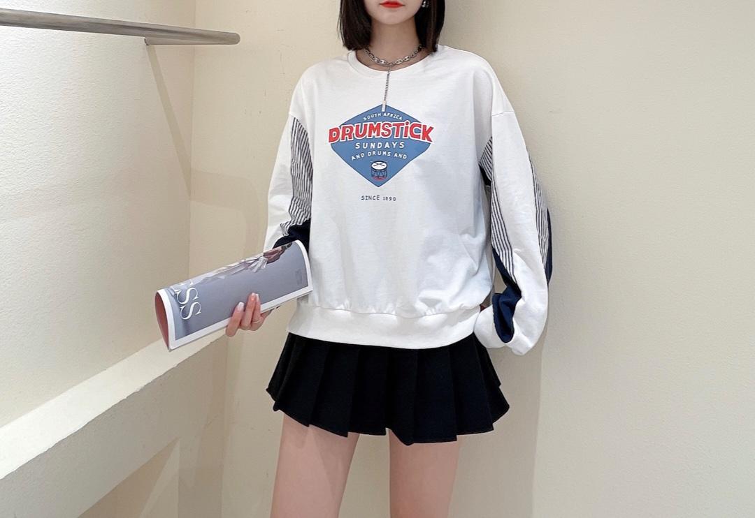 秋季新款2021年初秋新款韩版宽松百搭卫衣,女装卫衣/绒衫,咖啡色