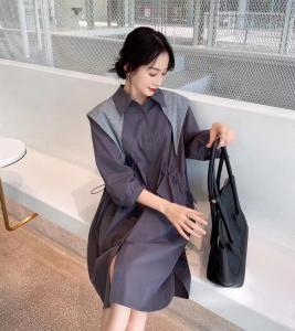 秋季披肩衬衫裙,女装衬衫,吉之红