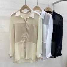 【现货】秋季新款时尚醋酸拼接衬衫，女装衬衫，裴兔子