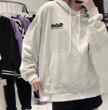 现货秋装新款韩版连帽假两件卫衣，女装卫衣/绒衫，JJY 锦娇衣