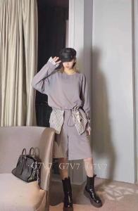新品条纹拼接设计两件套,其它,G7V7