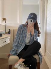 香丽迪格子西装外套女2021年韩版宽松洋气双排扣小西装，女装西装，香丽迪1