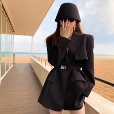 【现货】系腰带风衣西装外套，女装风衣，可可西米