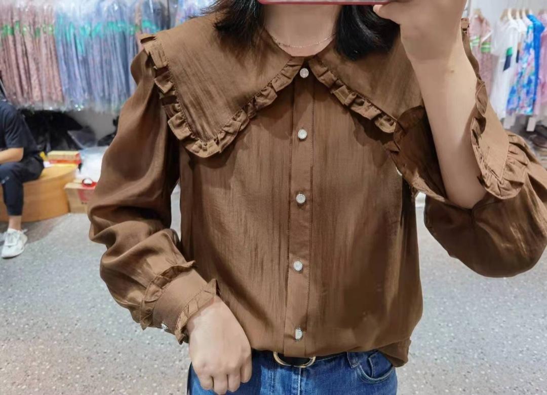 2021年秋季新品法式娃娃领长袖衬衫，女装衬衫，L·H·X