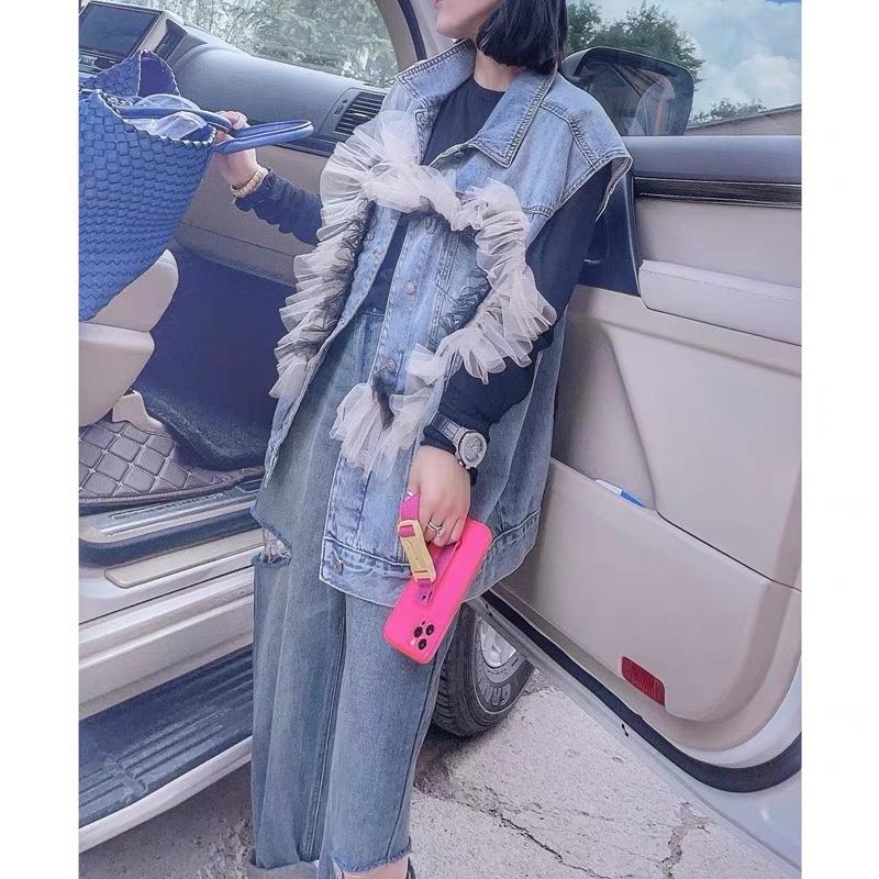 网纱牛仔背心，女装背心吊带，肆尔