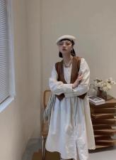 【现货】秋季新款皮马甲两件套连衣裙，女装马夹，1+9