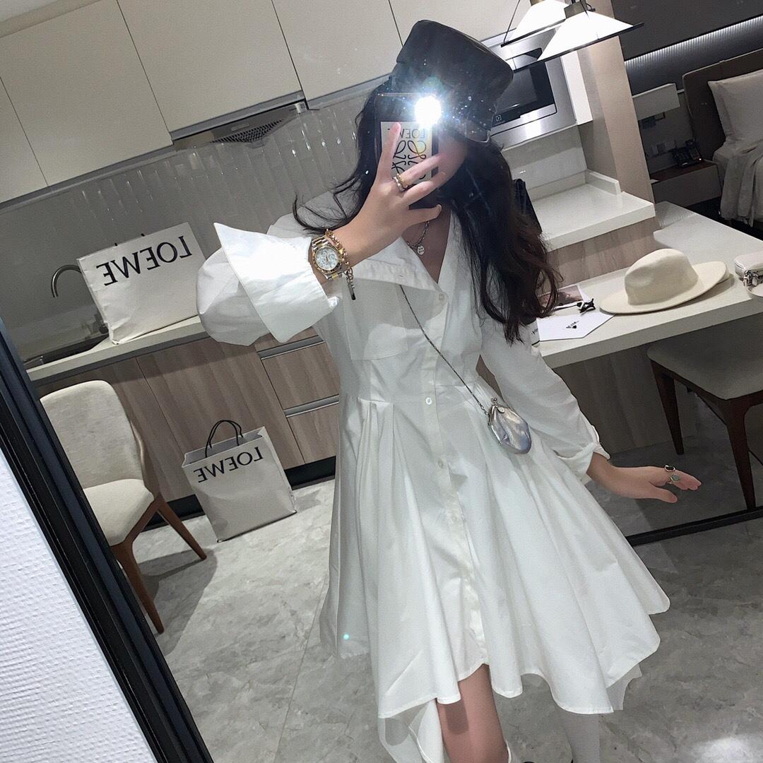不对称领衬衫裙，女装衬衫，XTZ style