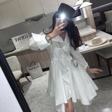 不对称领衬衫裙，女装衬衫，XTZ style