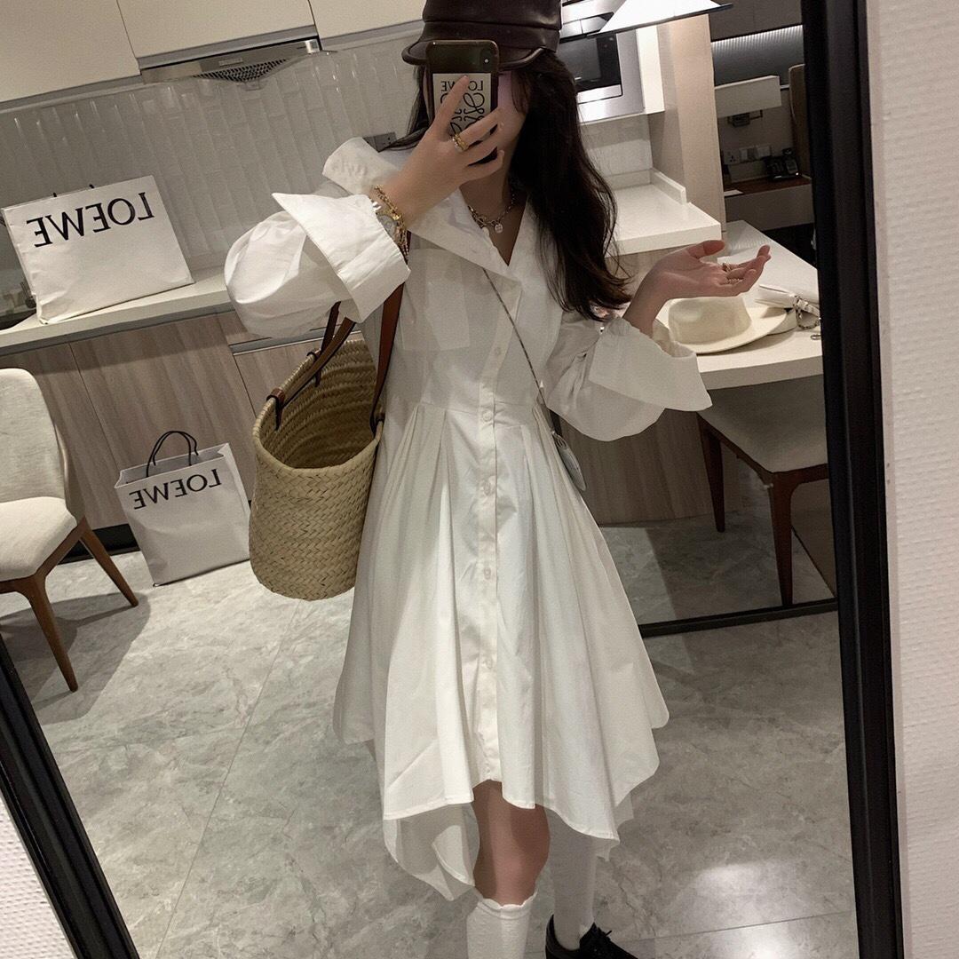 不对称领衬衫裙，女装衬衫，XTZ style