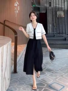 早秋七分袖小香风吊带连衣裙，女装背心吊带，艾丽贝儿