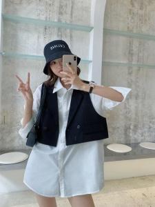 西服马甲衬衫两件套,女装马夹,左芷