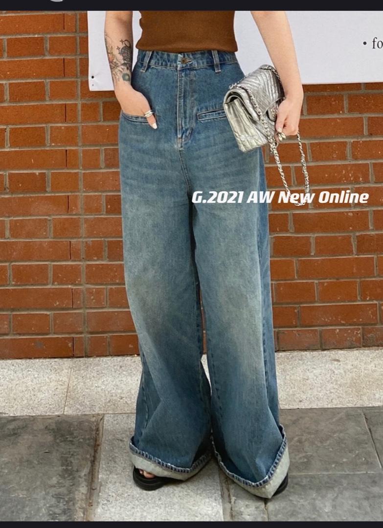 秋季新款设计款牛仔阔腿裤，其它，G
