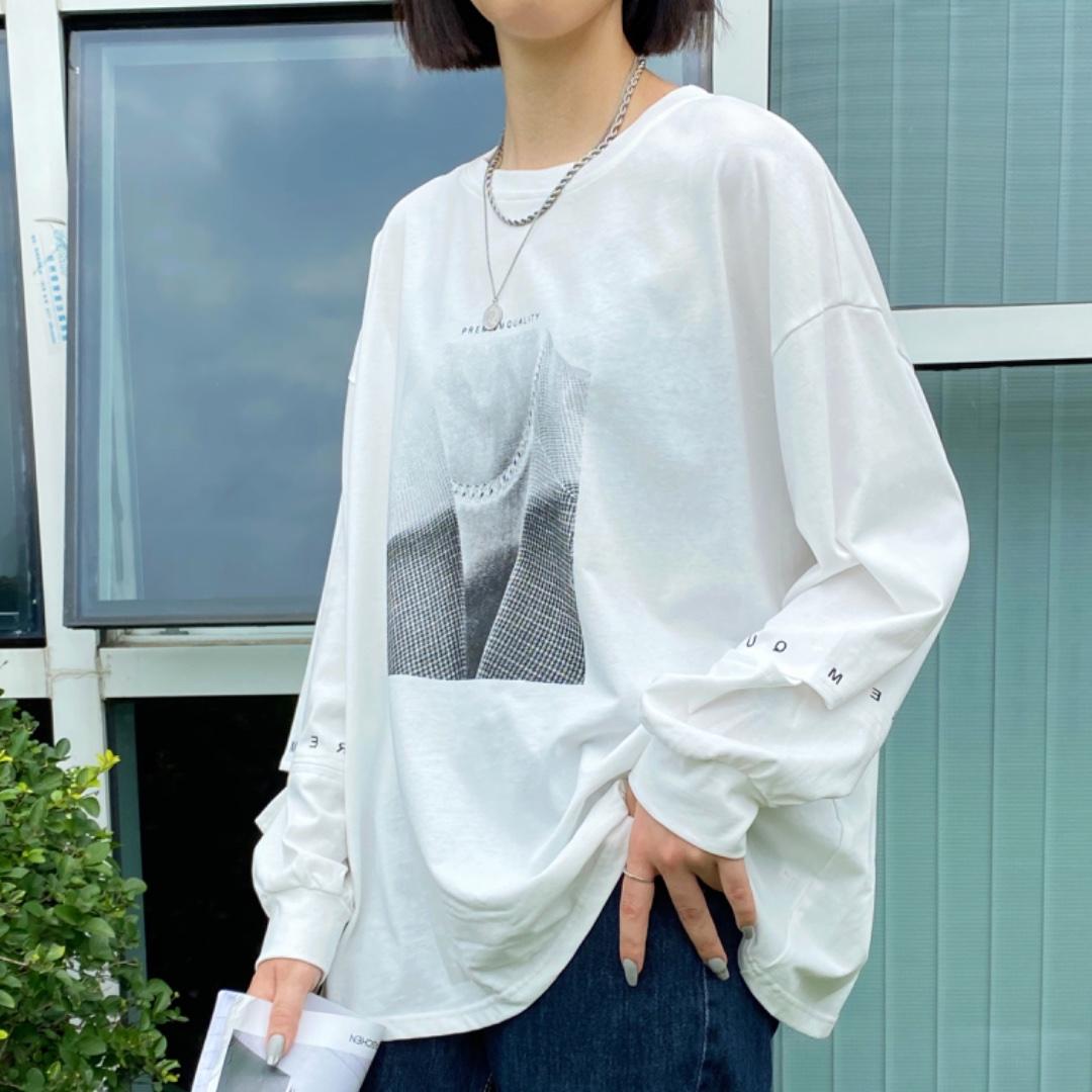 秋季新款袖口时尚破洞设计宽松百搭上衣女，其它，日の谷