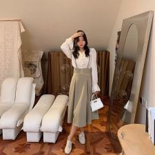 珍珠背带裙+衬衫，女装衬衫，M.W 嫚维