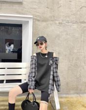 拼接格子卫衣，女装卫衣/绒衫，梦幻美人鱼