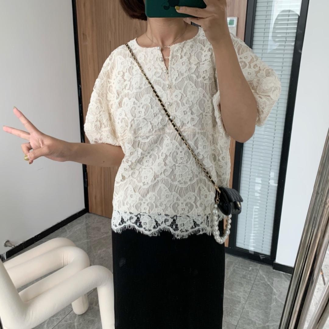 夏季两面穿设计感灯笼袖蕾丝上衣（品质优），其它，IPO