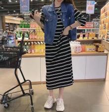 【现货】牛仔两件套针织连衣裙，女装连衣裙，秋水月亮