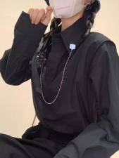 New秋款全面上新 金属牌衬衫下摆抽绳可盐可甜，女装衬衫，Queena PHoebe