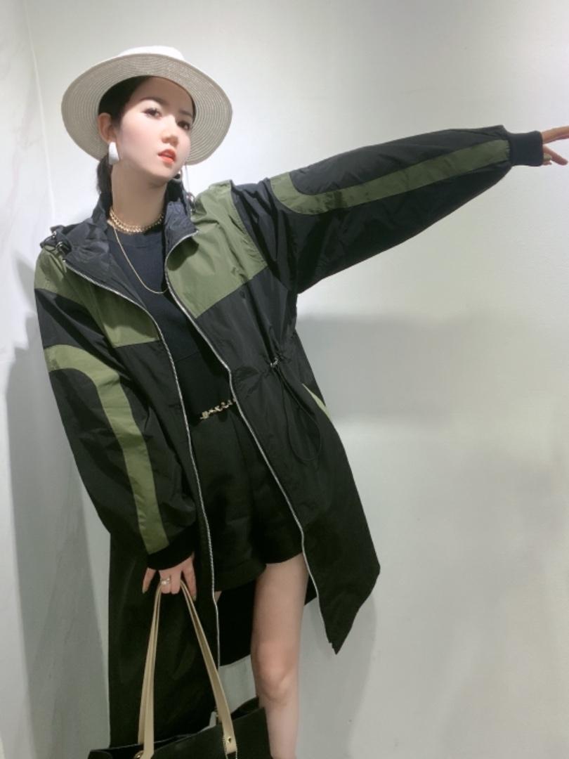 欧版大版撞色拼接风衣，女装风衣，芭娜美纳