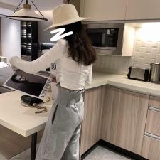 气眼高腰卫裤，女装休闲裤，XTZ style