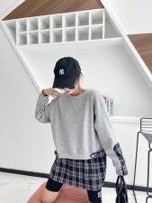 拼接格子卫衣，女装卫衣/绒衫，梦幻美人鱼