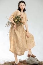 乌青毓秀亚草木染立裁不对称连衣裙2021夏季新款,女装连衣裙,乌青毓秀