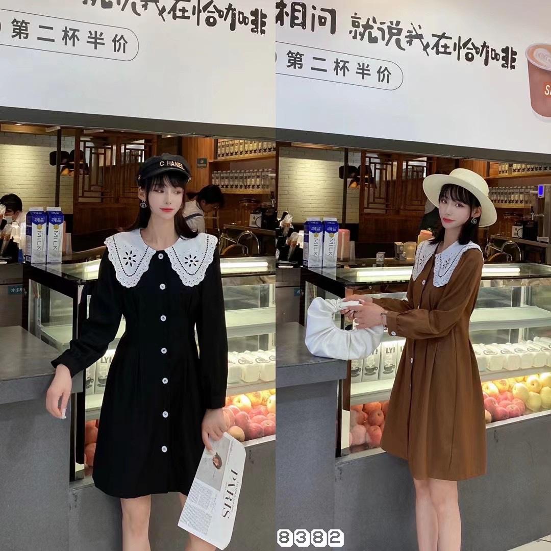 秋季新款娃娃领修身A版连衣裙，女装连衣裙，尹谜