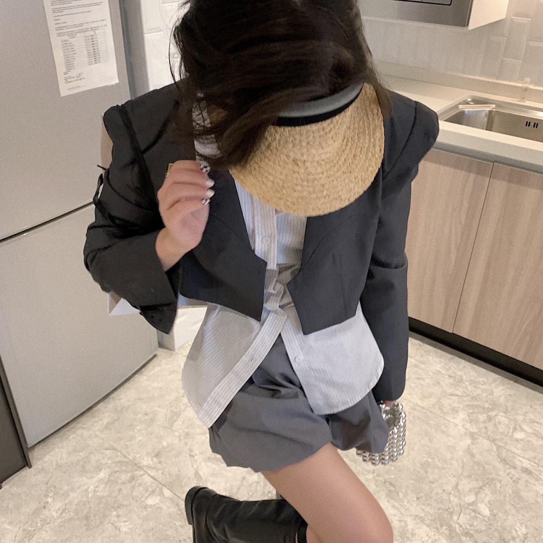 灰色短西装，女装西装，XTZ style