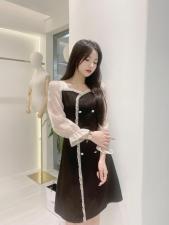 早秋欧根纱袖连衣裙，女装连衣裙，艾丽贝儿