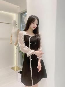 早秋欧根纱袖连衣裙,女装连衣裙,艾丽贝儿
