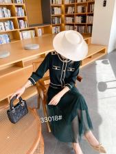 针织拼接连衣裙，女装连衣裙，千百莲