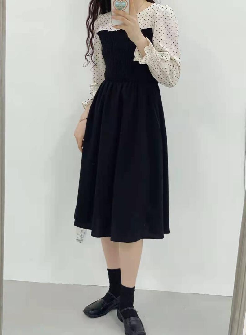 现货秋款假两件连衣裙，女装连衣裙，晗梦轩