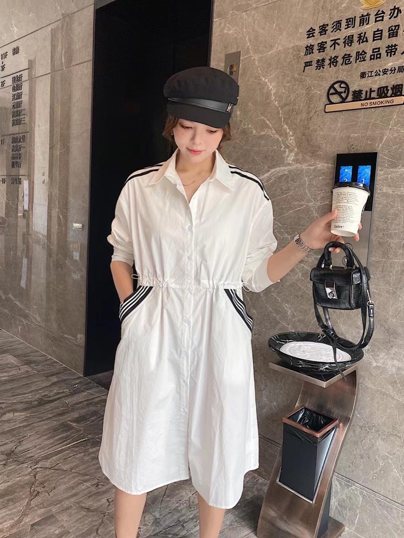 爱美欧秋款现货收腰版衬衫连衣裙，女装衬衫，爱美欧