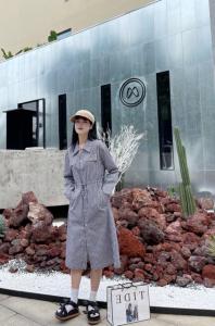 （现货）新款秋款 韩版宽松百搭格子衬衫裙,女装衬衫,QIANCHEN 谦晨
