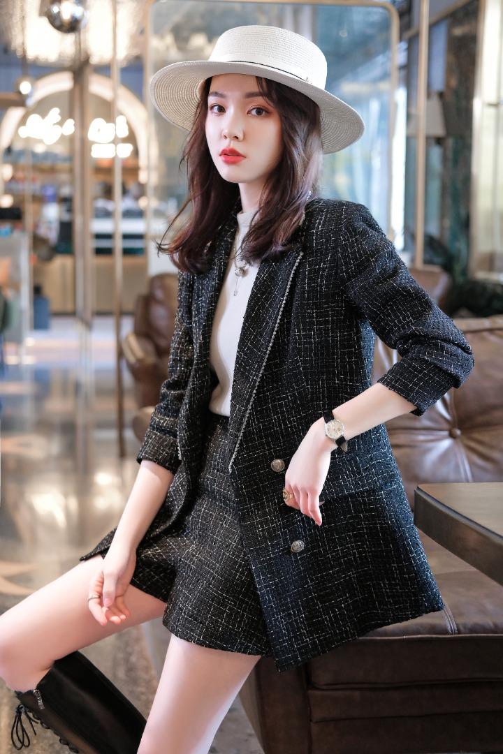 领子串珠两色西装套装，女装西装，DJ·DSHR