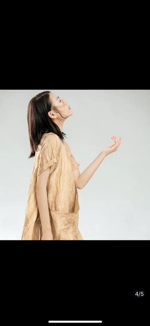 乌青毓秀亚草木染立裁不对称连衣裙2021夏季新款，女装连衣裙，乌青毓秀