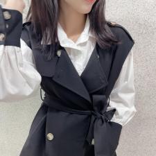 2021秋季新款衬衣马甲两件套韩版S-L 现货,女装马夹,隽末