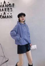 2021年欧货简约宽松条纹百搭长袖衬衫，女装衬衫，L·H·X