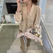韩版休闲?系带衬衣，其它，阿M