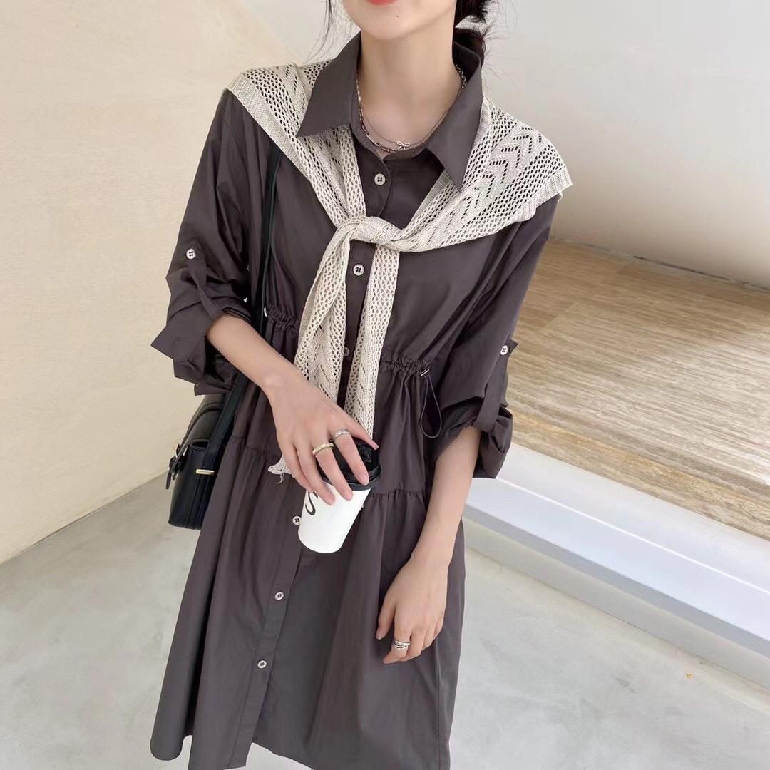 秋季衬衫裙，女装衬衫，吉之红