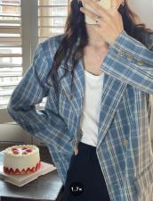 香丽迪格子西装外套女2021年韩版宽松洋气双排扣小西装，女装西装，香丽迪1
