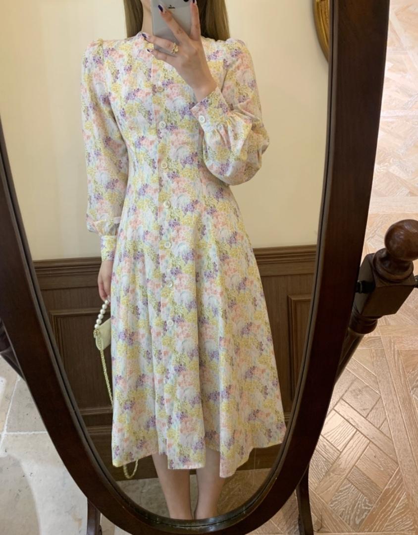 法式印花连衣裙现货，女装连衣裙，独屿