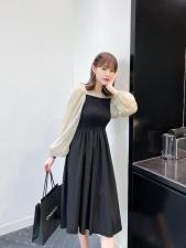 秋装新款蕾丝拼接波点连衣裙，女装连衣裙，晗菲曼琪