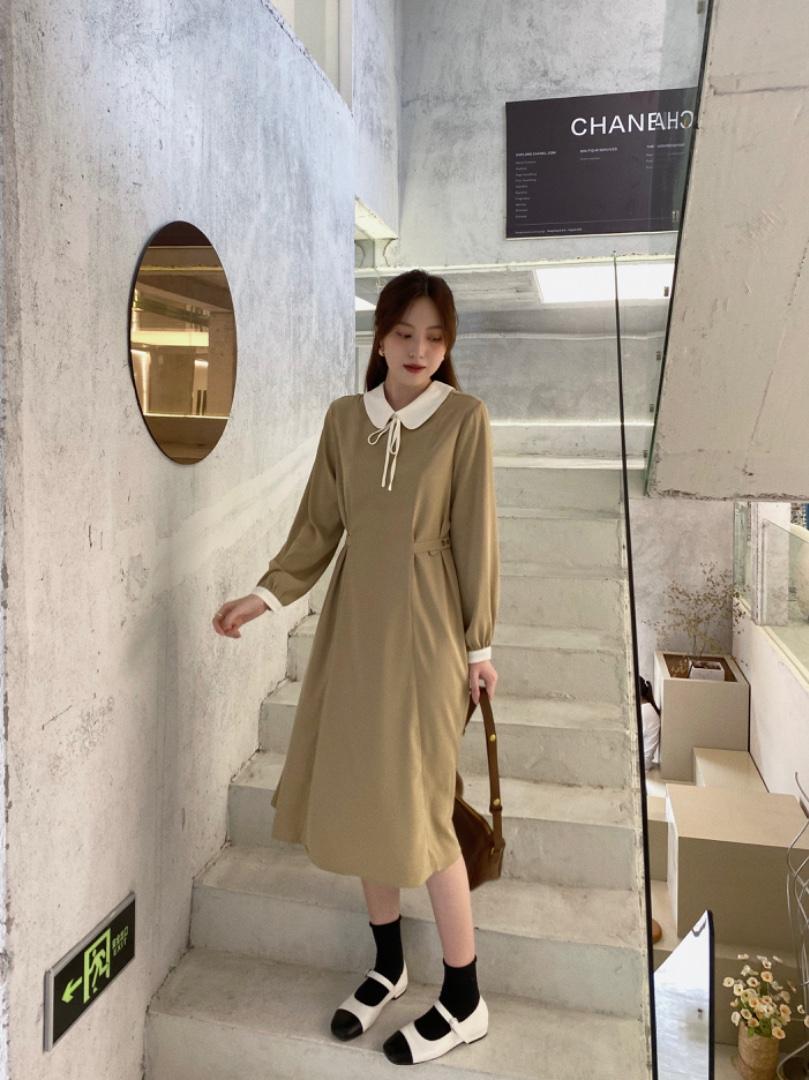 气质娃娃领连衣裙，女装连衣裙，阿M